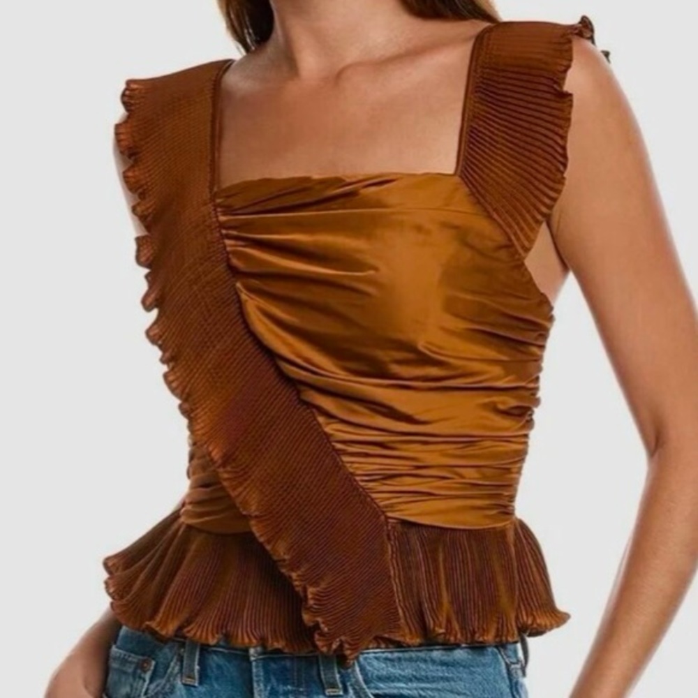 Ramy Brook NWT never worn copper Kathy ruffle problem top